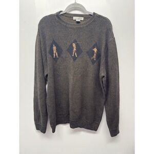 Cypress Links men's Large brown embroidered long sleeve golf sweater Vintage #45